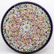 Handmade dish with multicolored enamelled flowers