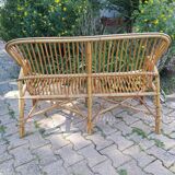 50s rattan bench