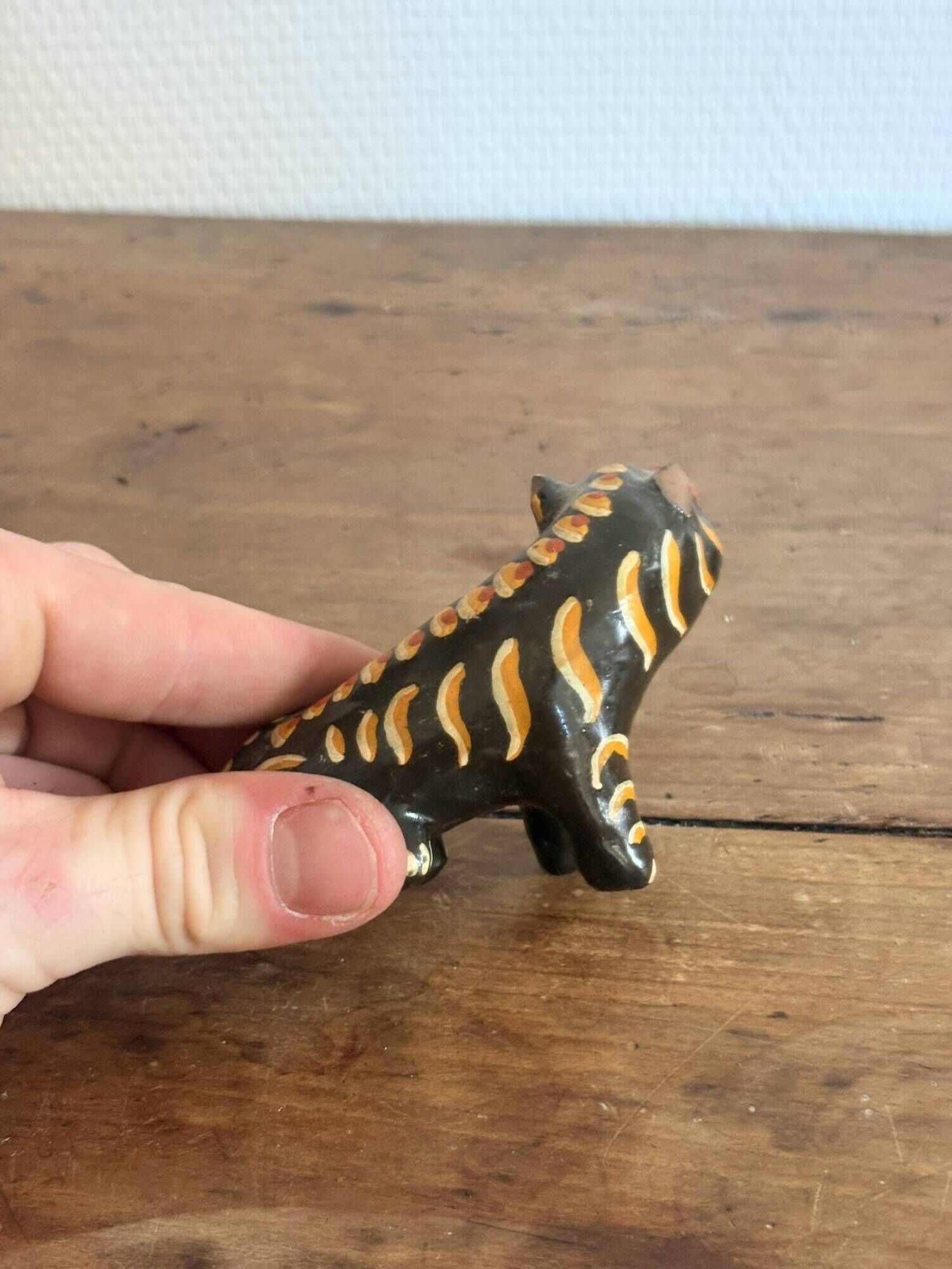Figurine Animal Sculpture Glazed Terracotta Tiger Alebrije Mexico 2/2