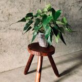 Brutalist Style Tripod Stool in Solid Pine
