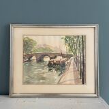 Old watercolor, the Pont Marie Paris