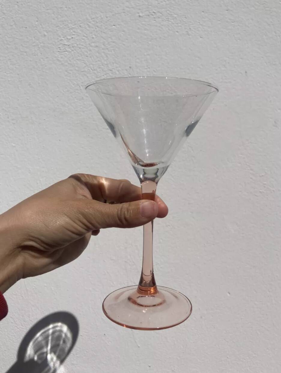 12 pink cocktail glasses Luminarc cuts