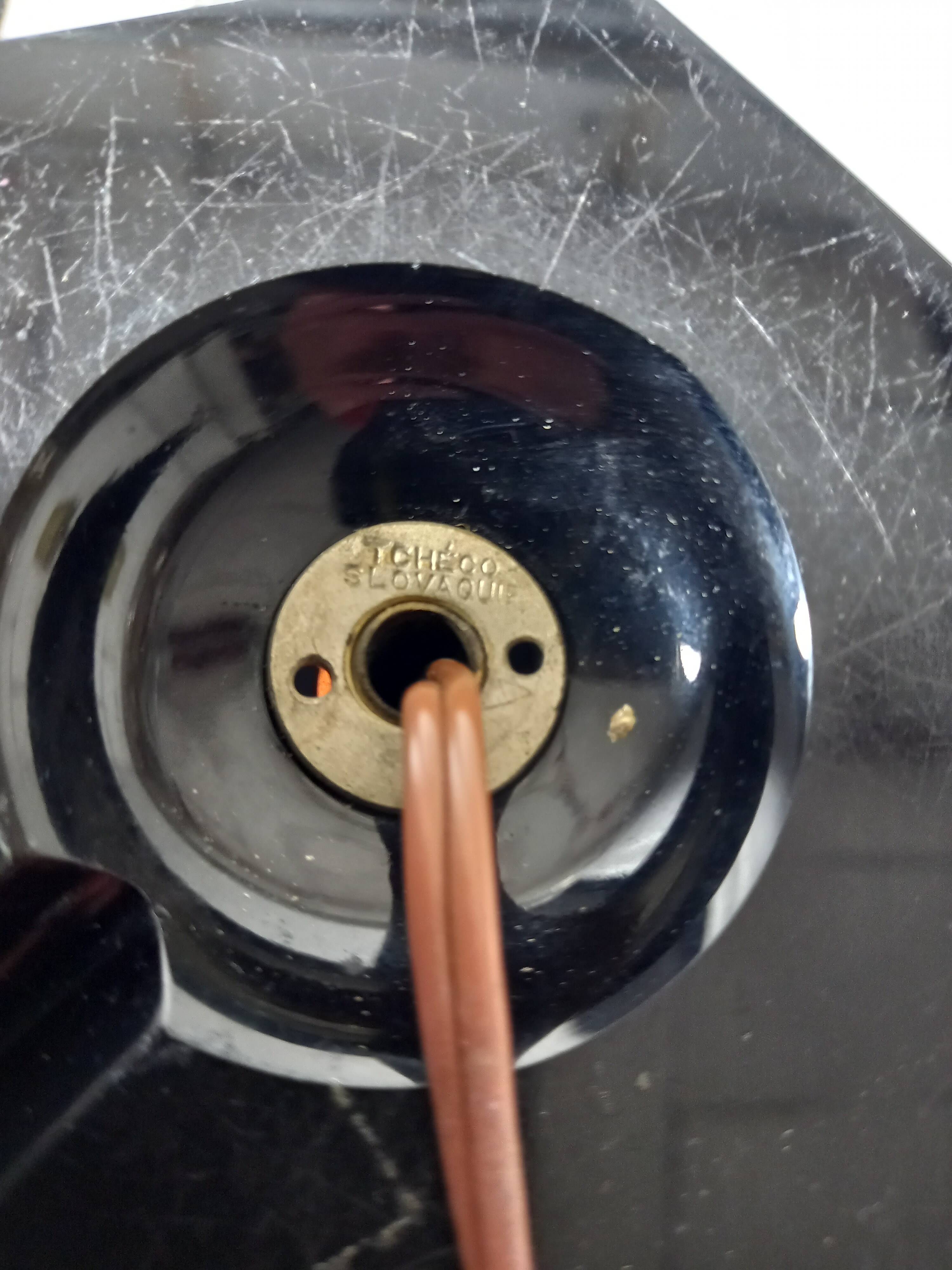 Art Deco Style Table Lamp Base in Black and Pink Bohemian Crystal