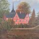 Vintage original landscape oil painting, signed countryside art, c. 1930