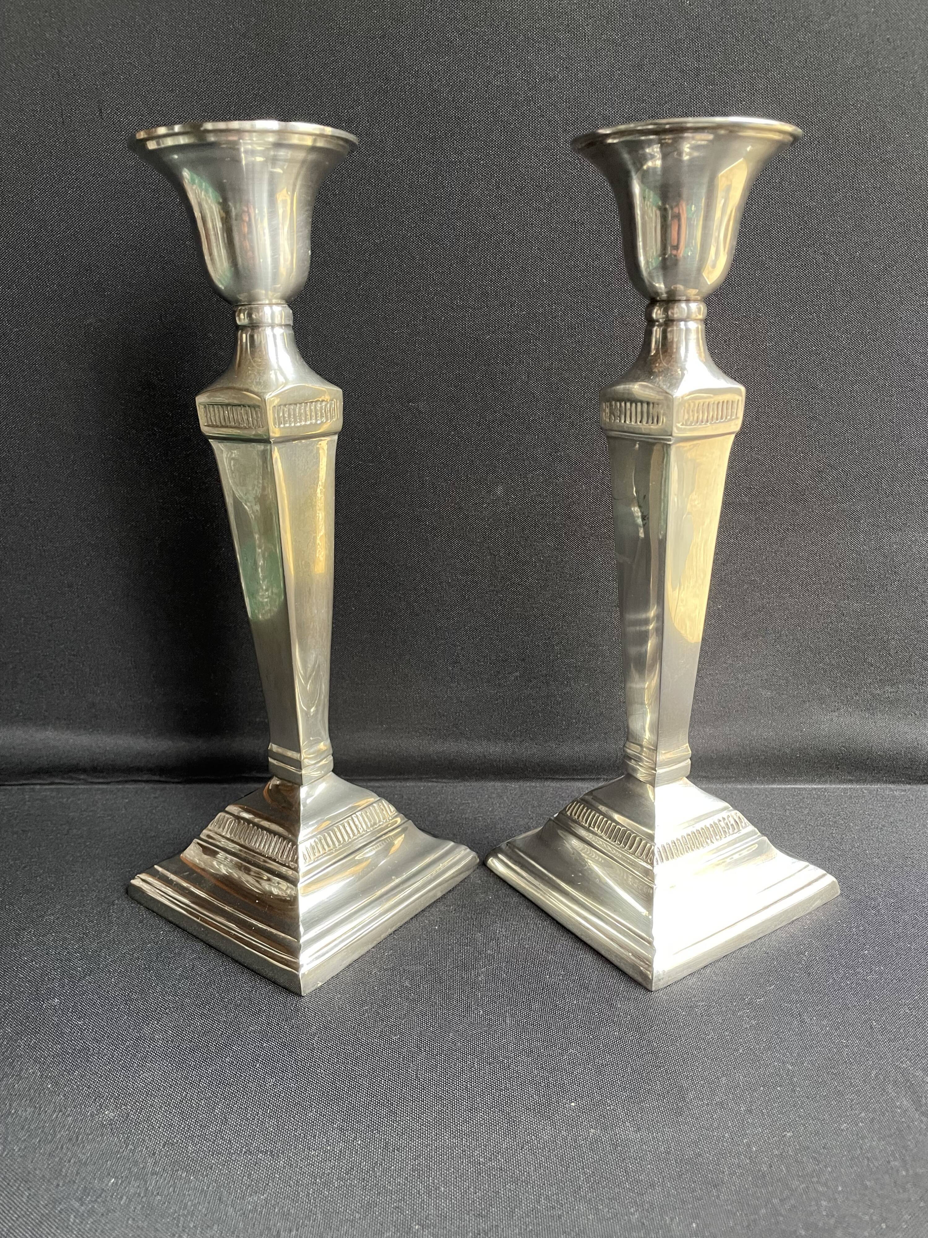 Candle holders (2) - Modern mid-century - Silver metal - Square base