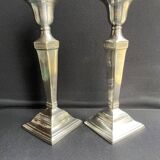 Candle holders (2) - Modern mid-century - Silver metal - Square base