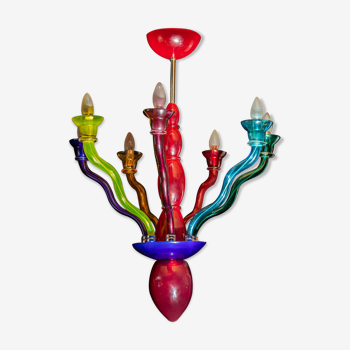 Late Mid-Century Murano Multi Colored Glass Chandelier, by Ernesto Guismondi for VeArt, Italy
