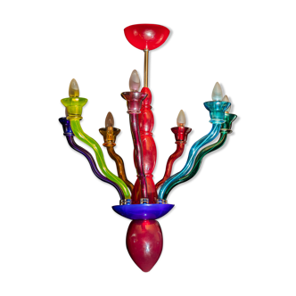 Late Mid-Century Murano Multi Colored Glass Chandelier, by Ernesto Guismondi for VeArt, Italy