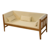 Oak canapé with ecru loops by Guillerme and Chambron for Votre Maison 1960s