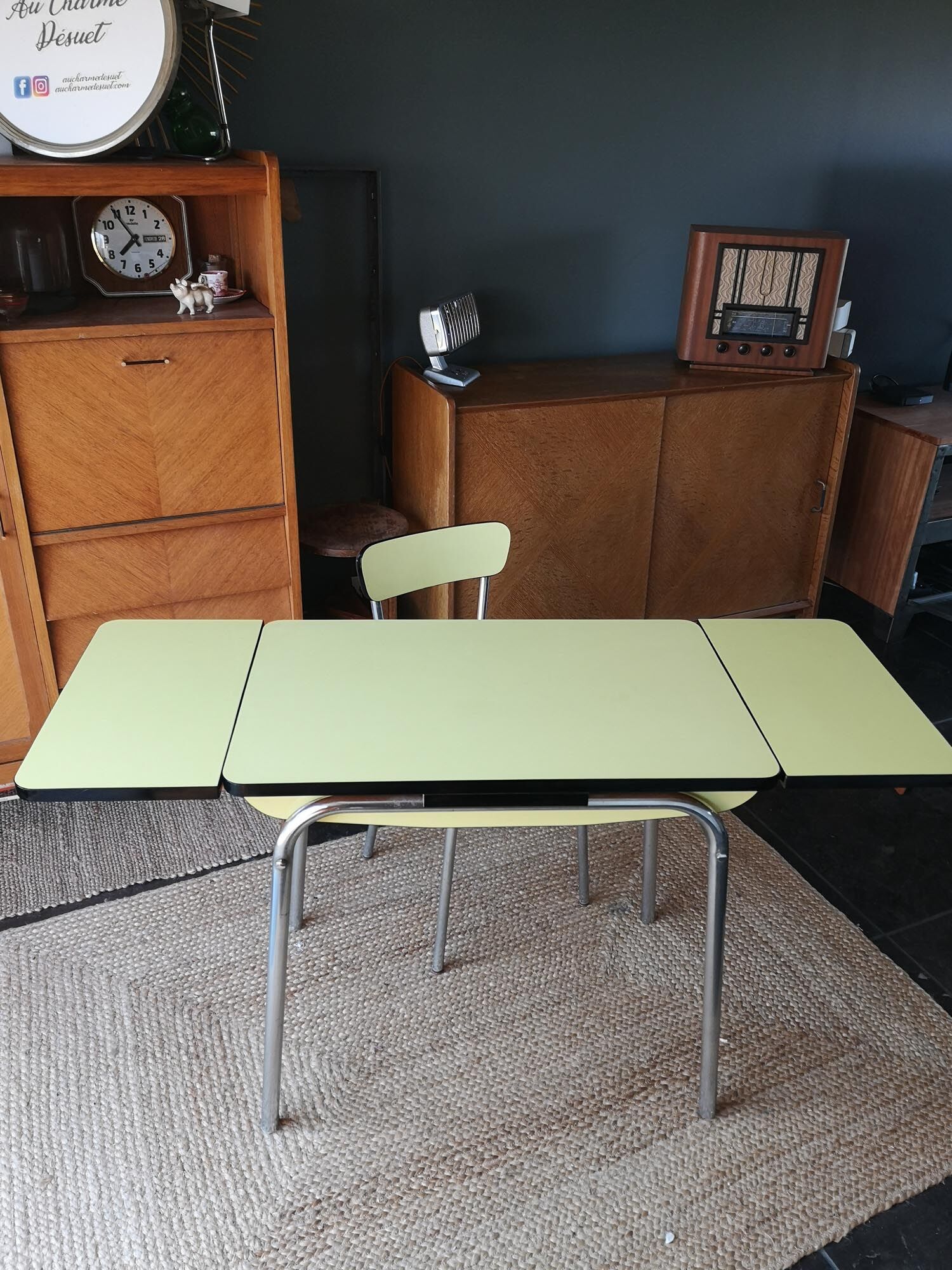 Lemon yellow formica table and chair
