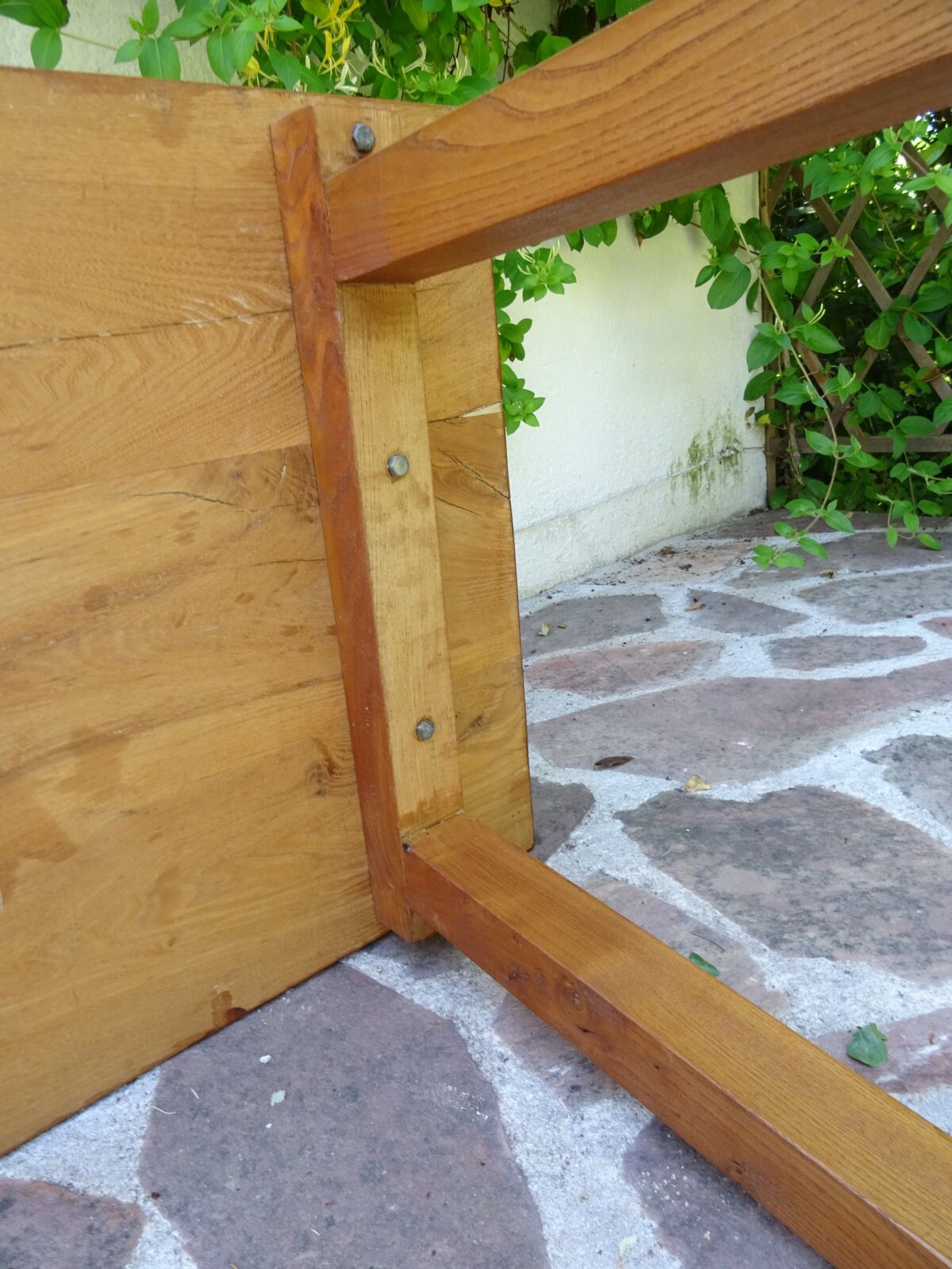 Massive elm coffee table of brutalist spirit