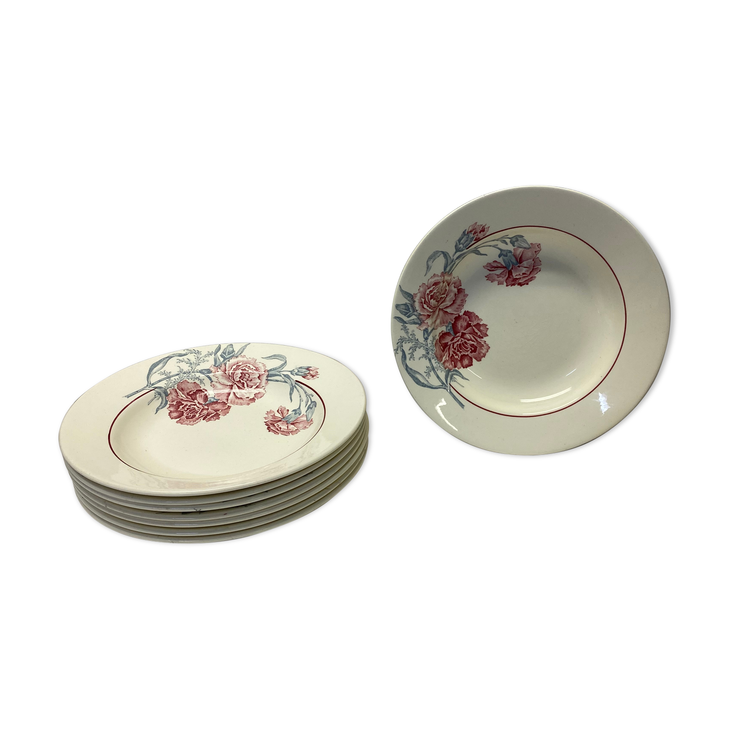 Set of 6 plates Saint Amand Digoin Antibes hollow