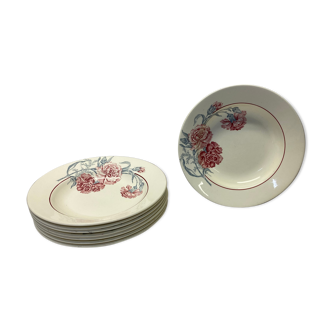 Set of 6 plates Saint Amand Digoin Antibes hollow