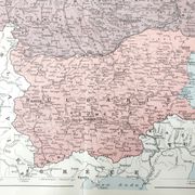 Old map of Romania and Bulgaria 43x43cm from 1950