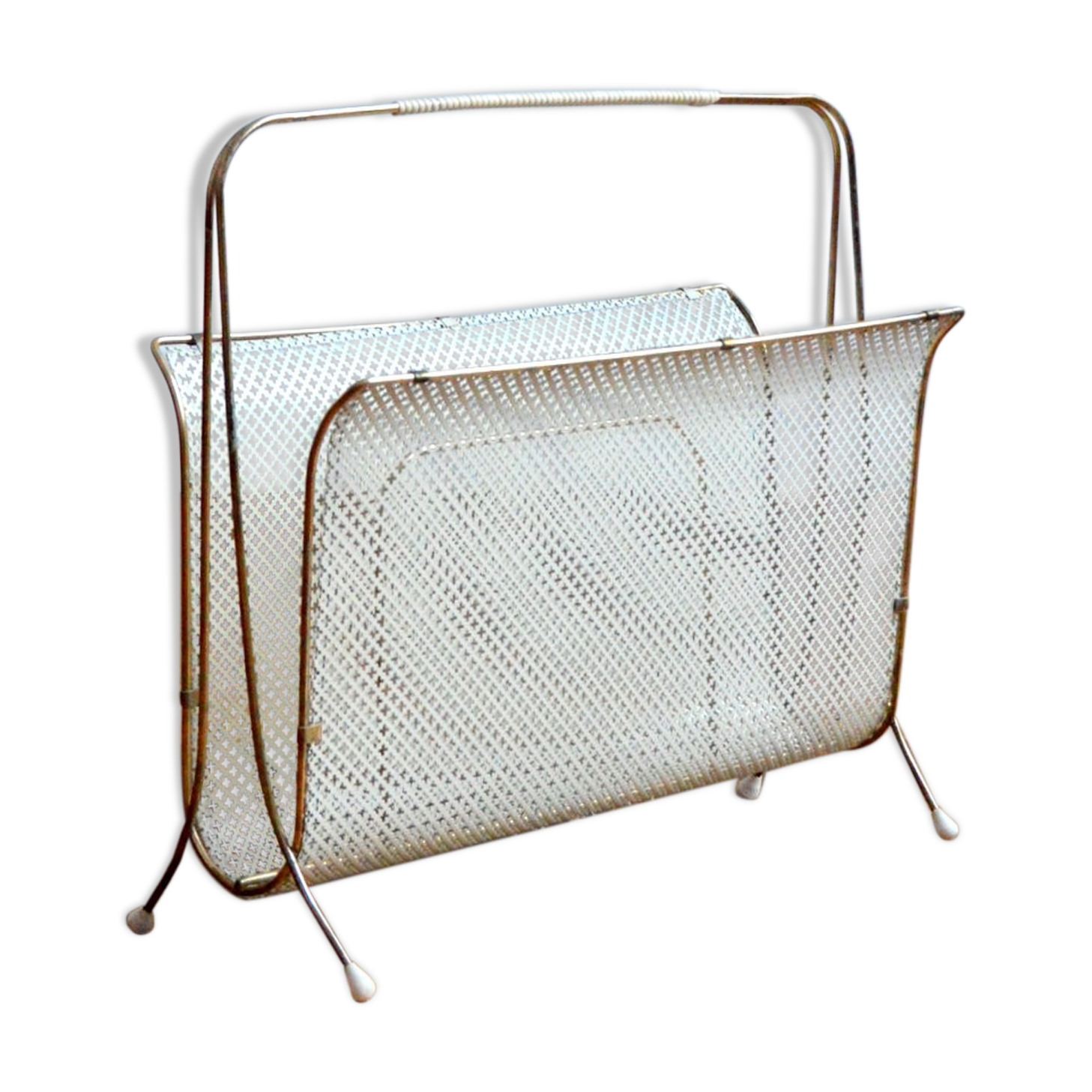 Door magazines perforated metal and vintage brass 50s / 60s