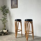 Pair of high rattan stools