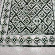 Handmade green and white margoum hallway rug in natural wool