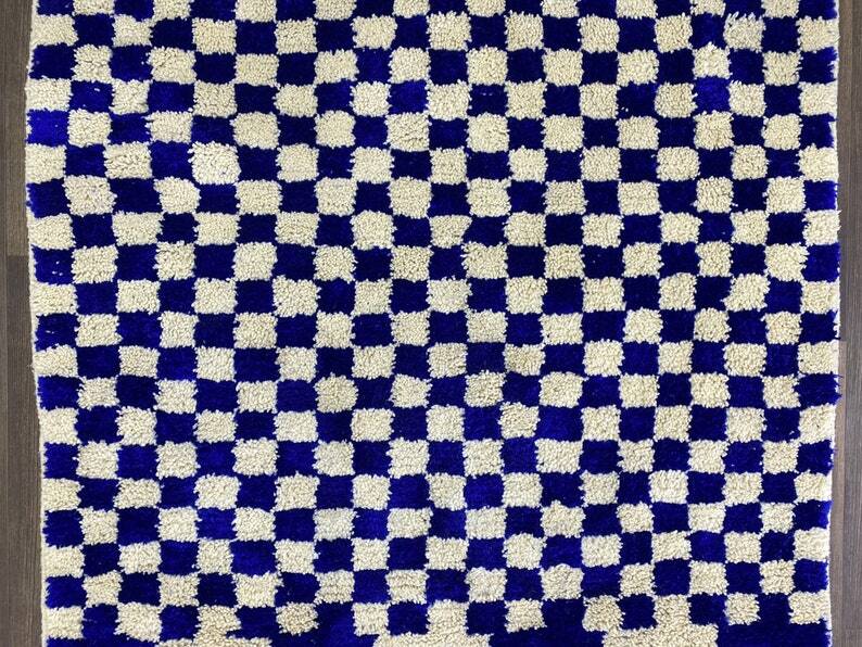 Traditional handmade blue white Berber rug 250cmx150cm