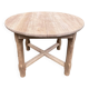 Renovated round extendable farmhouse dining table in solid oak 110-155cm.