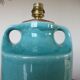 Turquoise cracked ceramic "amphora" lamp, numbered 50 60s