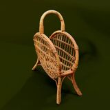 Vintage bamboo and wicker magazine rack
