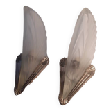 Pair of Art Deco wall lights, feather, wing or horn model