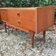 Commode scandinave en teck à 2 tiroirs et 1 abattant