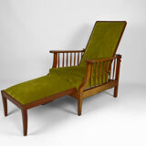 Morris armchair in beech and green velvet, United Kingdom, circa 1900