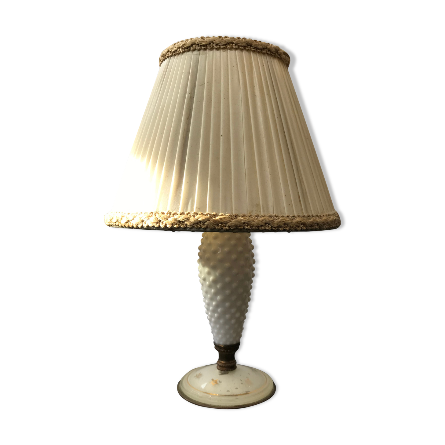 Former Laiton Body Lamp - Glass - White Opaline - Vintage Lampshade