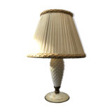 Lampe corps laiton & verre opaline blanc  abat-jour  vintage