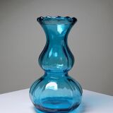 Small vintage turquoise blue glass vase