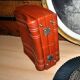 Vintage Valisette handbag 1940-1950 Orange-brown faux Skai Malette Vanity