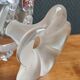 Vintage Frosted Glass Footed Bowl – Relief Decor of Pink Flowers