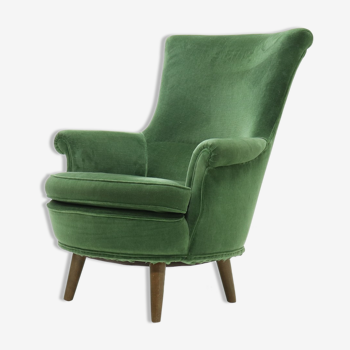 Vintage Green Velour Fauteuil années 1950