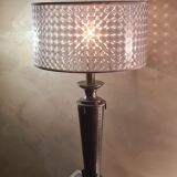 Lamp 1970 sheathed in brown leather iron brush 48xh74