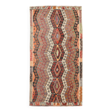 6x12 Multicolor Orientel Kilim Rug, Handmade Wool Kilim Rug, 185x350Cm
