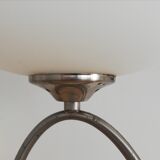 Pair of table lamps opal glass and chrome