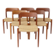 Lot de 6 chaises de salle à manger Niels Otto Moller modèle 75, années 1950 – Restaurées, teck