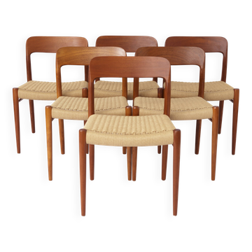 Set of 6 Niels Otto Moller model 75 dining chairs, 1950s – Restored, teak
