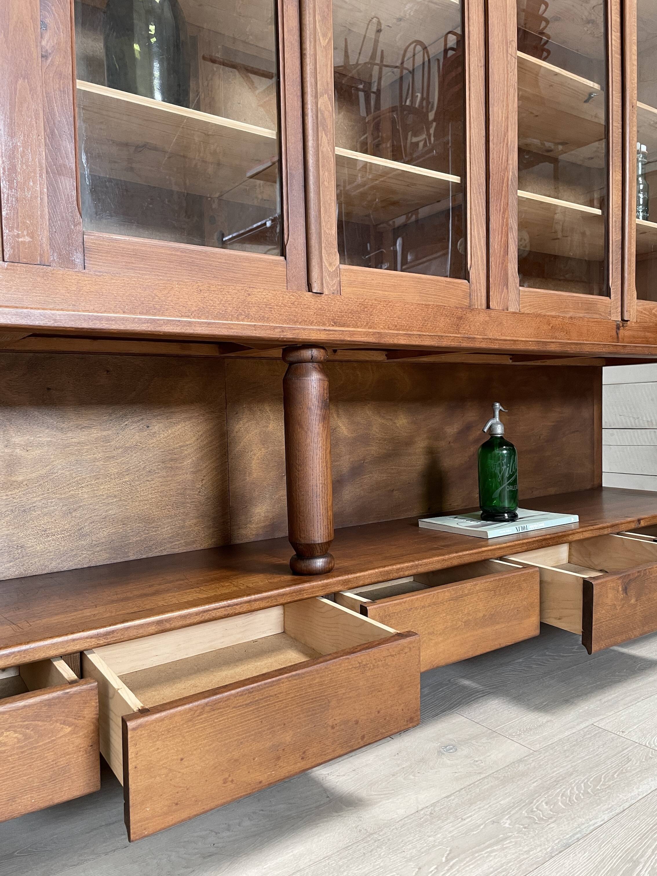 Solid wood display cabinet.