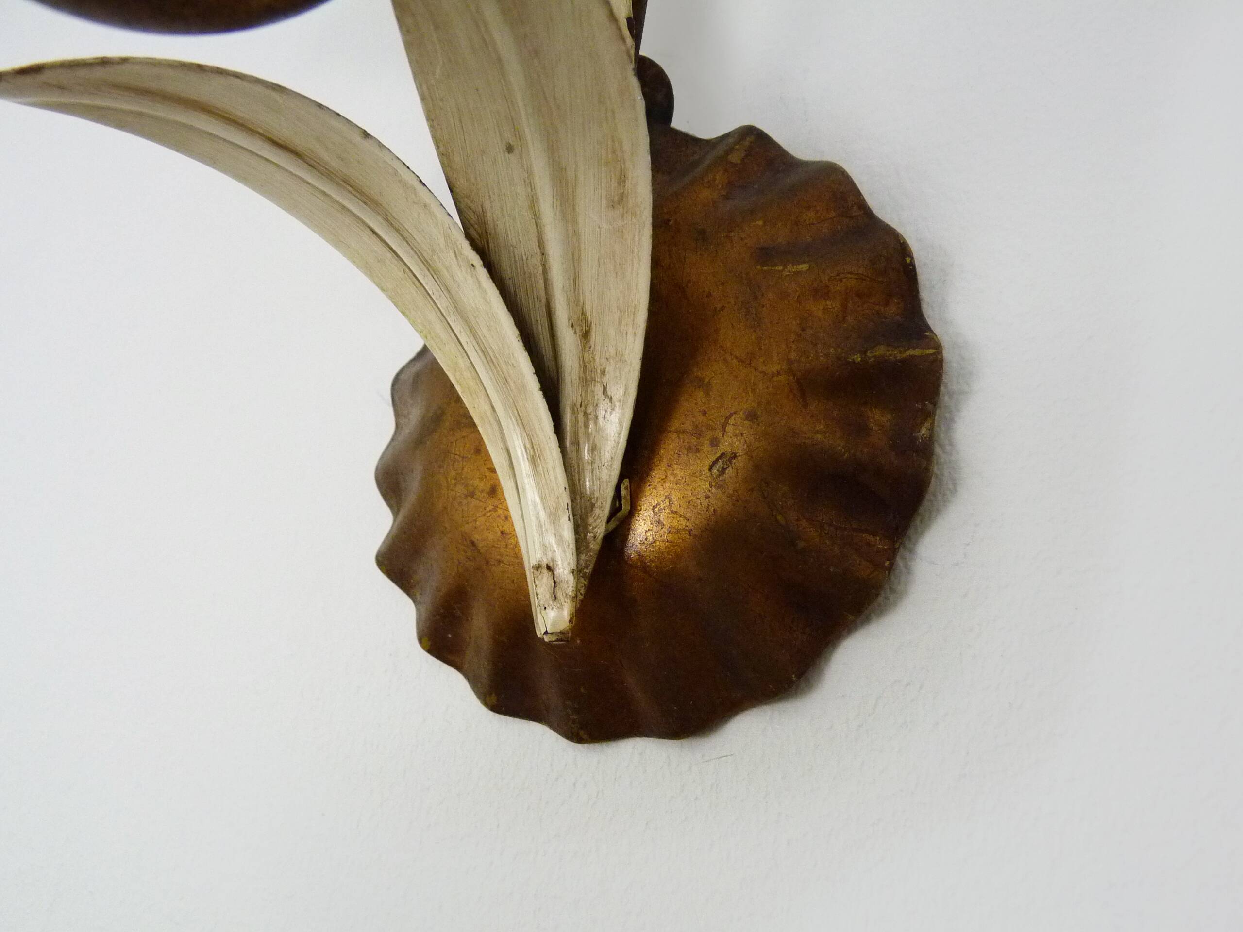 Vintage wall light with golden wheat ears Maison Masca Florence 70s