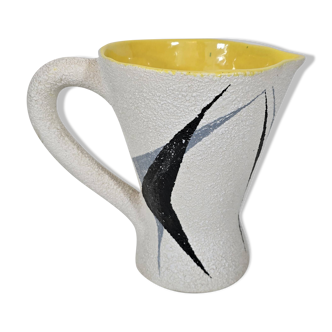 ceramic pitcher by Jacques Sagan with abstract patterns, Vallauris