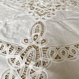 White cotton tablecloth with openwork embroidery 160X170 cm
