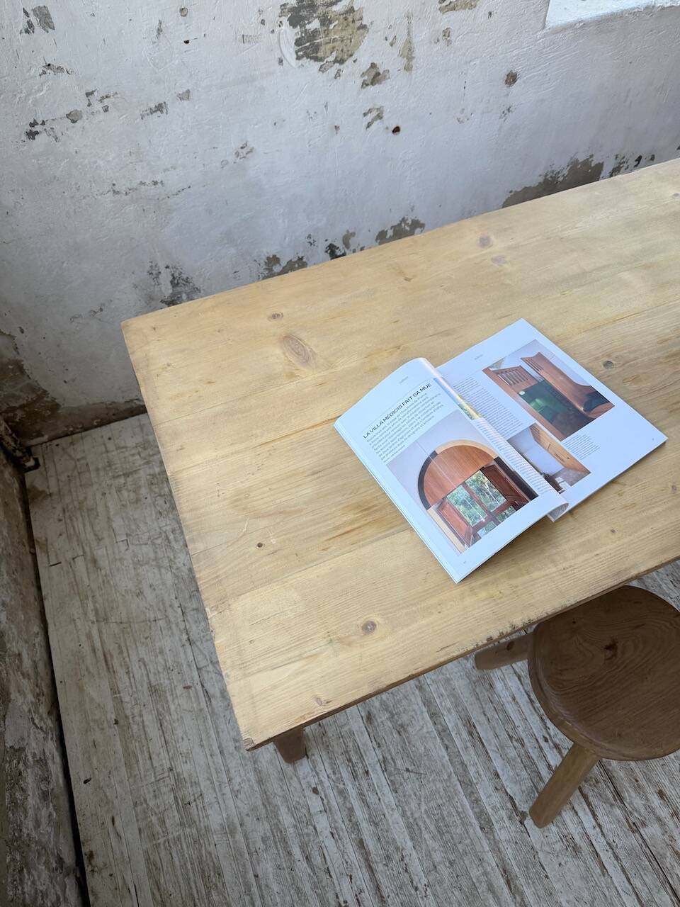 Table de ferme en pin et chêne