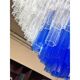 Large Transparent and Blue "Tronchi" Murano Glass Chandelier in Venini Styl