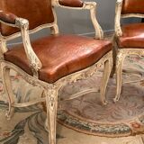 Paire de fauteuils en bois laqué de style régence epoque XlXème