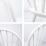 Chaise vintage blanche en bois style Windsor scandinave
