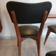 5 chairs in wood and black faux leather, Scandinavian style