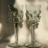 paire de verres à vin soufflés - vert