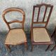 Ensemble de 7 chaises bois et cannage, vintage